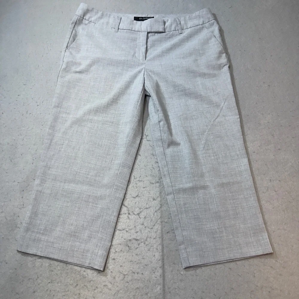Daisy Fuentes Womens 12P Light Grey Heather Dress Pants Cropped‎ Capris Stretch